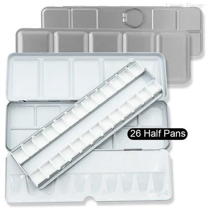 Empty Metal Watercolor Tin Palette Box With 14/26/52pcs Detachable Empty Watercolor Half Pans For DIY Travel Watercolor Palette