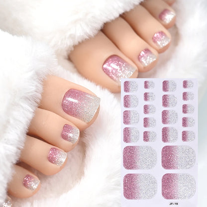 22Tips Solid Color Self-adhesive Gel Stickers for Toe Nails Waterproof Long-lasting Toenail Stickers Toe Full Cover Toenail Wrap