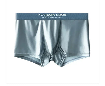 1/3PCS Men's Cool Ice Silk Boxers Shorts Summer Satin-like Solid Underpants Skin Friendly Breathable Mesh Crotch Male Underwear