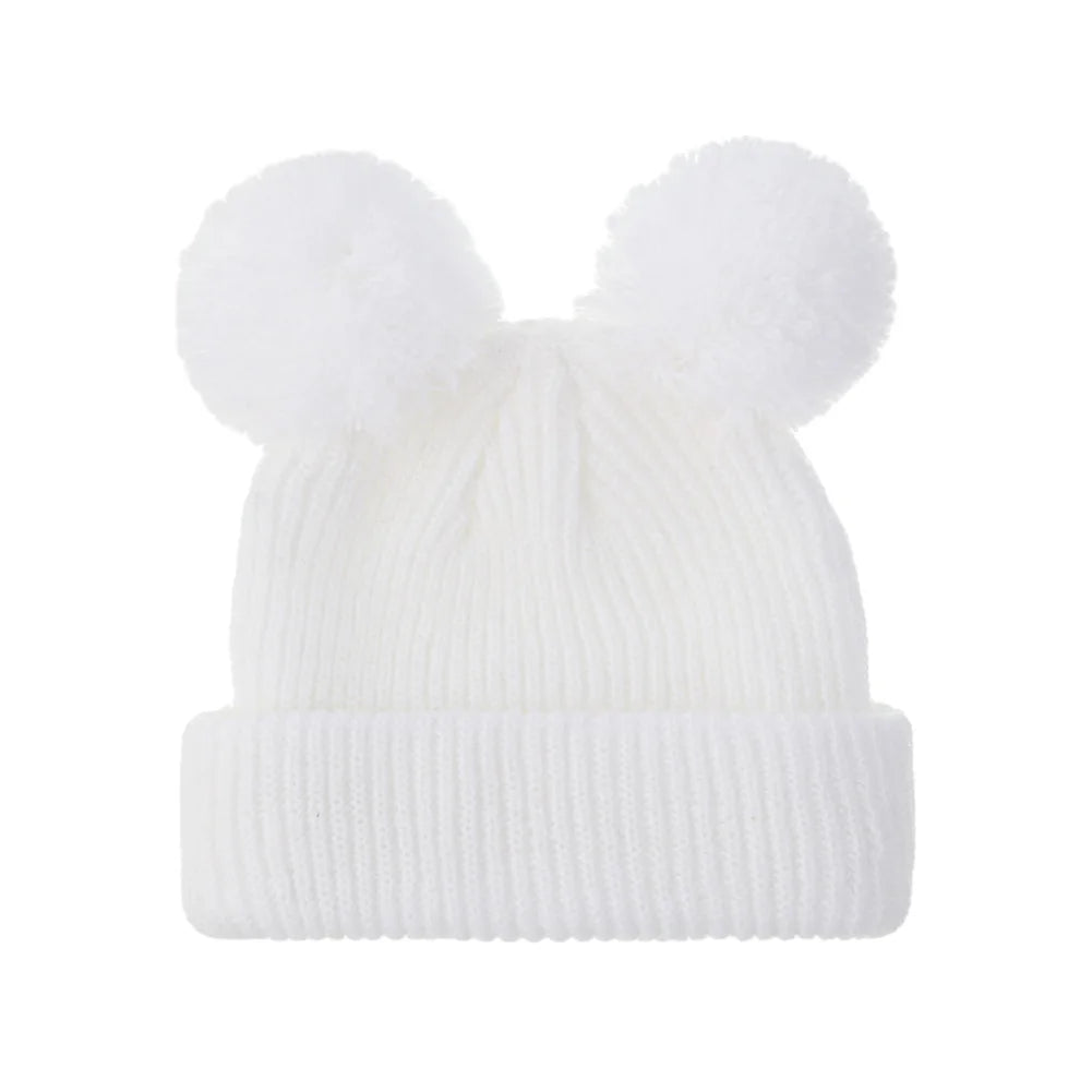 0-12M Solid Knitted Cute Pom Pom Cap Newborn Boys Girls Turban Hats Hospital Bonnets Infant Autumn Winter Headwraps Kid Headwear