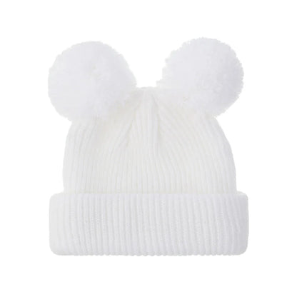 0-12M Solid Knitted Cute Pom Pom Cap Newborn Boys Girls Turban Hats Hospital Bonnets Infant Autumn Winter Headwraps Kid Headwear