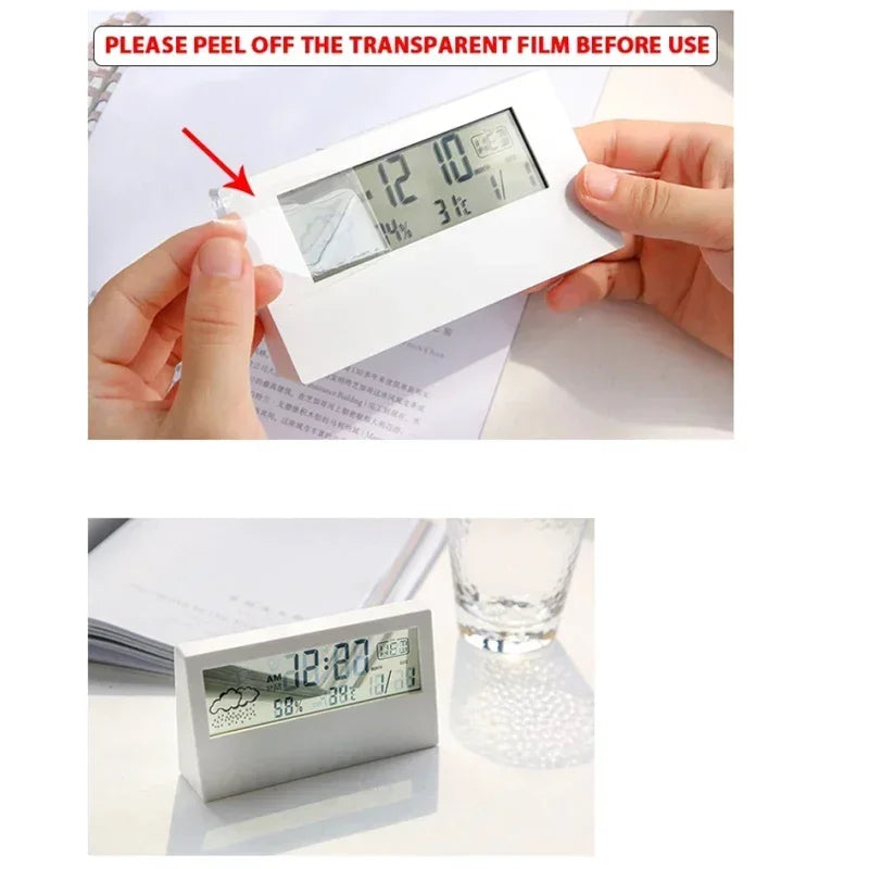LED Thermometer Thermo-Hygrometer Multifunction Electronic Temperature Humidity Meter Weather Station for Home With Alarm Clock