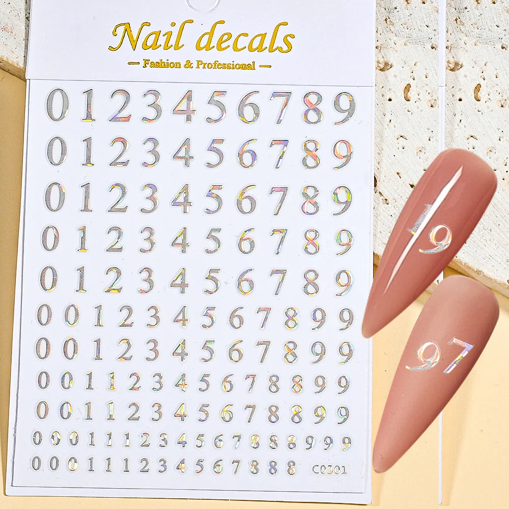 3D Glittery Gothic Letter Design Nail Art Stickers Uppercase Alphabet Letters Artistic Designs DIY Nail Art Decals Decoration #1