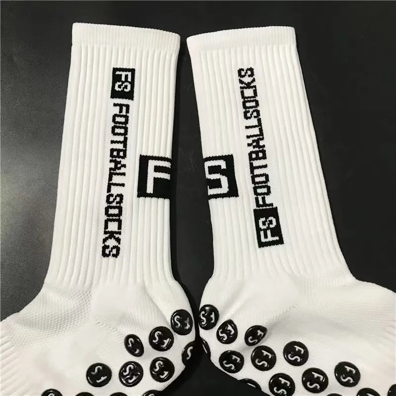 3/1Pair New Style FS Football Socks Round Silicone Suction Cup Grip Anti Slip Soccer Socks Sports Men Women Baseball Rugby Socks