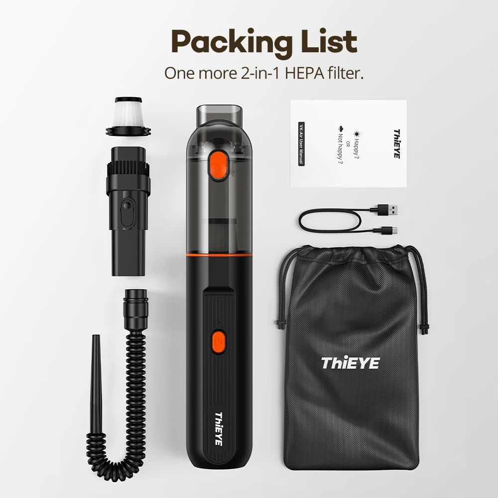 ThiEYE Cordless Car Vacuum Cleaner 6500pa Portable Powerful Car Aspirator Vacuum & Blowing 2 in 1 Wireless Handheld Auto Vacuum