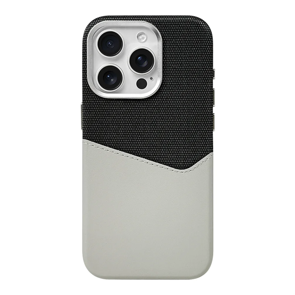Card Holder MagSafe Leather Case For iPhone 17 Pro Max 16 15 14 Plus 13 12 Pocket Wireless Charging Alloy Lens Hit Color Cover