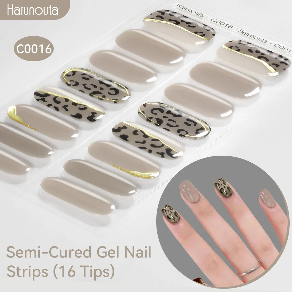 Gradient Auroras Semi Cured Gel Nail Strips Sparkly Shinning DIY Gel Polish Stickers for Nails Works with UV/LED Nail Lamps