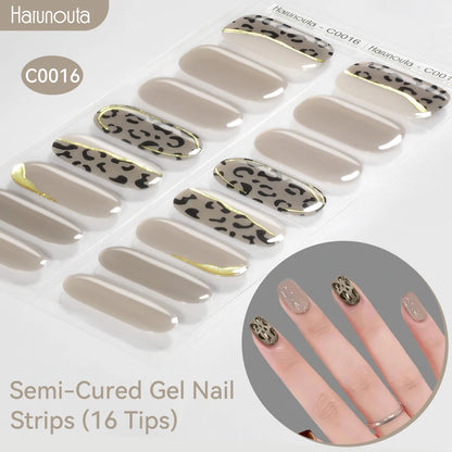 Gradient Auroras Semi Cured Gel Nail Strips Sparkly Shinning DIY Gel Polish Stickers for Nails Works with UV/LED Nail Lamps