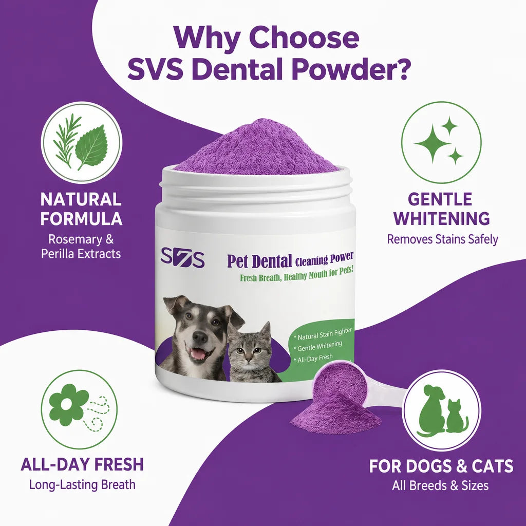 200g Pet Dental Powder Stain Remover Gentle Teeth Whitening, Breath Freshener for Dogs Cats, Tartar Prevention Oral Care Daily