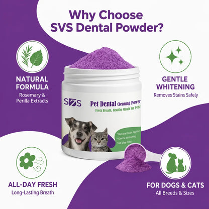 200g Pet Dental Powder Stain Remover Gentle Teeth Whitening, Breath Freshener for Dogs Cats, Tartar Prevention Oral Care Daily