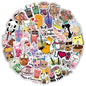 50PCS Cute Cartoon Pearl Milk Tea Stickers Pack For Stationery Luggage Laptop Decal Kids Gift