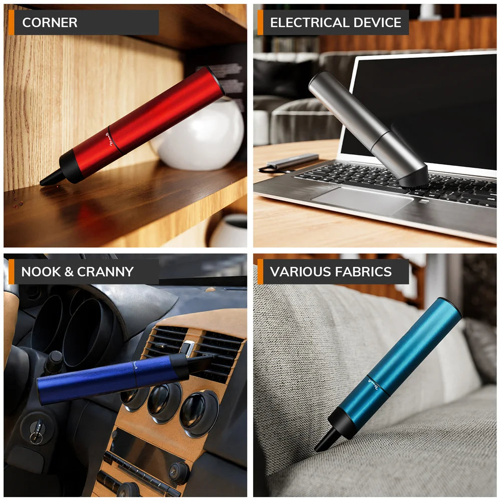 Cordless Laptop Vacuum Cleaner Portable USB Rechargeable Car Vacuum Mini & Cool Model-X（Aluminum Alloy）