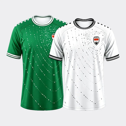 2026 Iraq Style Football Jersey Quick Dry Breathable Green White Fans Casual Outdoor Sports Streetwear T-shirt