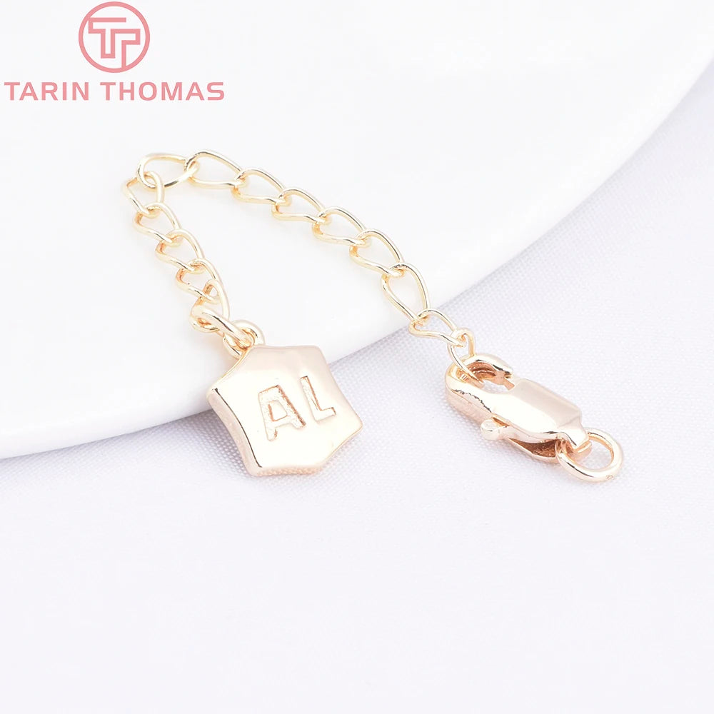 (3564) Full Length 85MM 24K Gold Color Plated Brass Extender Chain with Lobster Clasps High Quality Jewelry Accessories