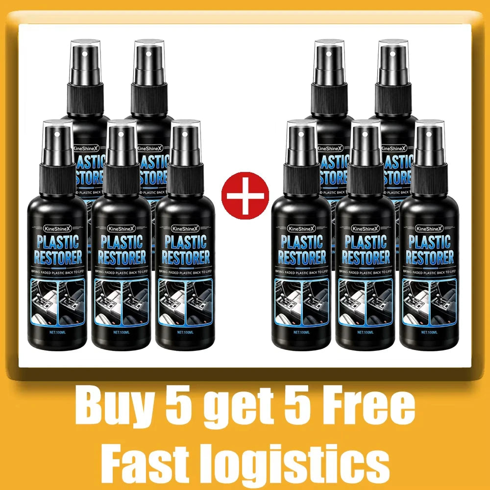Professional Car Plastic Restorer Spray Refreshes Shine for Dashboard Door Trim Seats 100ml