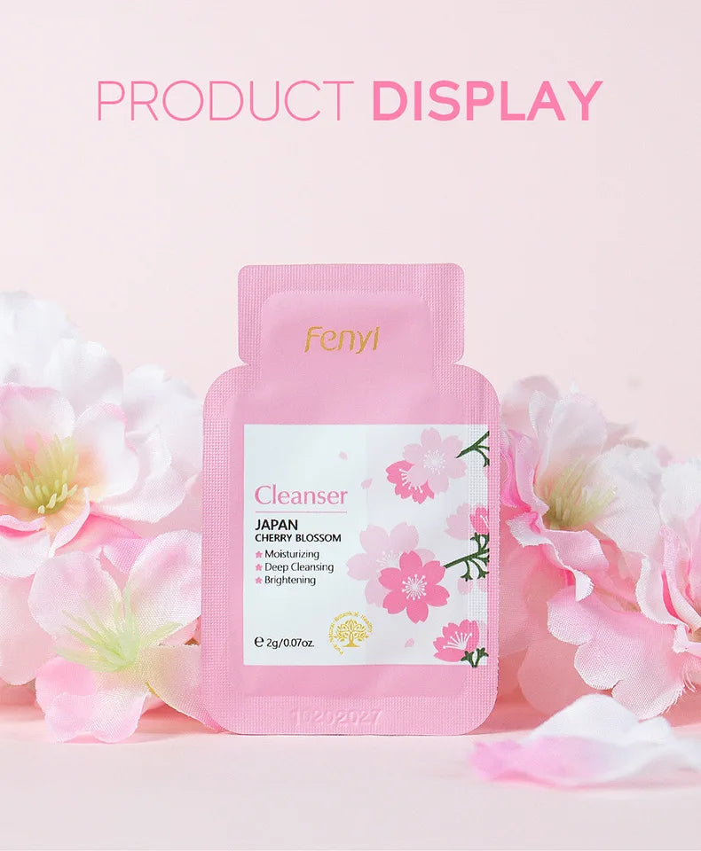 40pcs Face Skin Care Set Cherry Blossom Essence Moisturizing Cream & Collagen Eye Cream & Face Toner & Cleanser Portable Kit