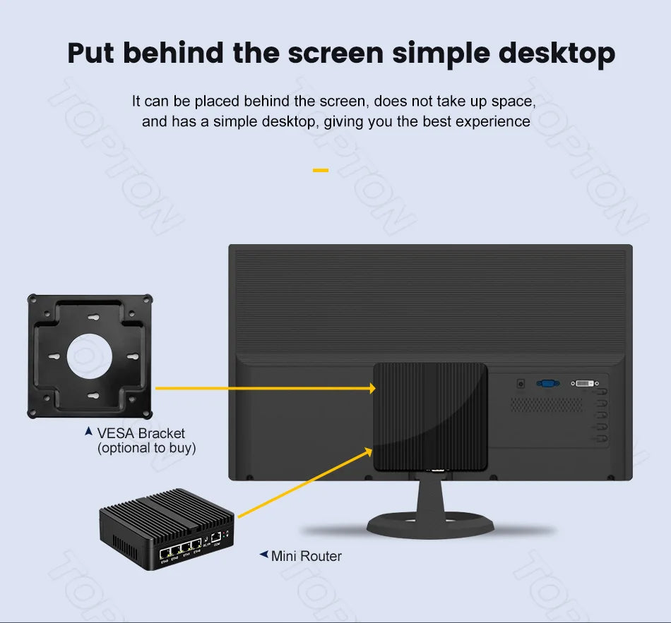 Topton Solid Fanless Firewall Mini PC VPN Gateway Intel N150 N5105 J6412 J5005 7305 6305 4x2.5G LAN Home Server PfSense Computer