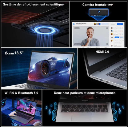 KAMRUI 18.5" 8000mAh Laptop Intel N150 4Core 16GB DDR4 512GB SSD Win11 Pro WiFi5 180° Foldable Notebook Computer for Home Office