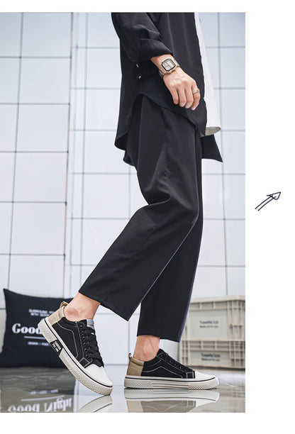 Canvas shoes four seasons men's casual shoes students flat shoes fashion soft-sole outdoor walking shoes youth Joker board shoes