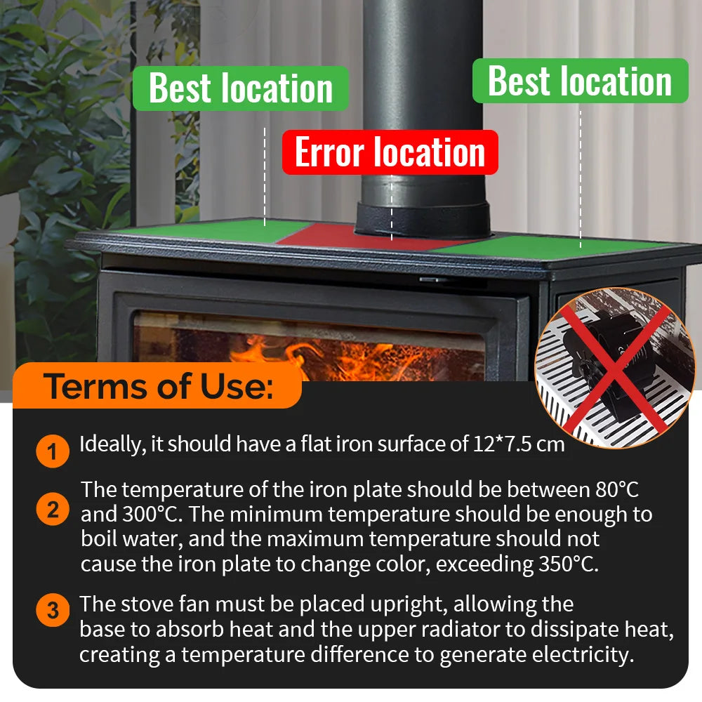 Mini Stove Fan Heat Powered Fireplace Fan Log Wood Burner Eco-fan Quiet 5 Blade Fireplace Fan Home Winter Warm Heat Distribution