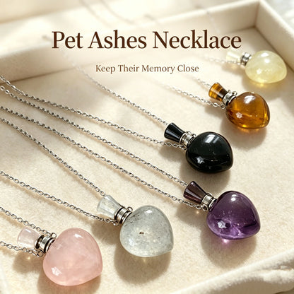 S17 Heart Crystal Pet Cremation Urn Necklace Keepsake Pendant Hold Pet Hair Ashes Memorials Jewelry For Dog Cat Remembrance Gift