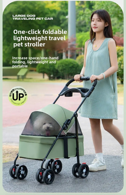2026 New Lightweight Foldable Pet Stroller Teddy Cat Dog Handcart Outdoor Travel Cart for Small Pets