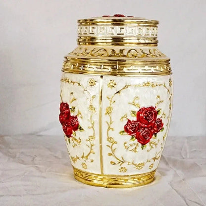 Pet Memorial Keepsake Container for Ashes Tea Canister Coffin Box for Human Ashes Metal Cremation Animal Urn Funeral Home Decor