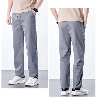 Mens Elastic Waist Casual Pants Quick Dry Wrinkle Free Slacks Summer Light Weight Trousers Spring Summer Running Golf Pants