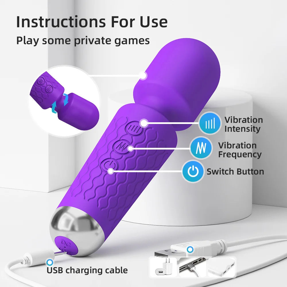 20 Speeds Powerful AV Vibrator for Women Nipple G spot Clitoris Stimulator Magic-Wand Dildo Female Masturbation Adult Sex Toys