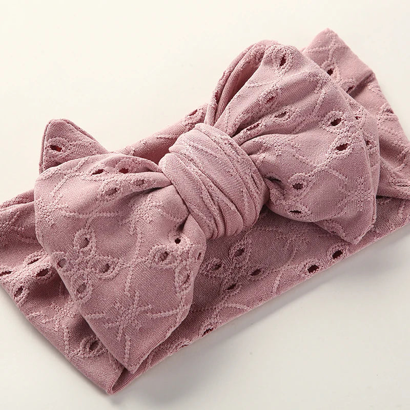 Baby Girl Bows Headband Newborn Turban Hole Hairband Embroidery Accessory Kids HairBand Outdoor Summer Toddler children HeadWrap