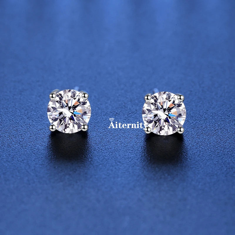 18K Plating Earrings S925 Sterling Silver D Color VVS1 Zircon Earring Stud for Women As Shinning As Diamond Wedding  Jewelry
