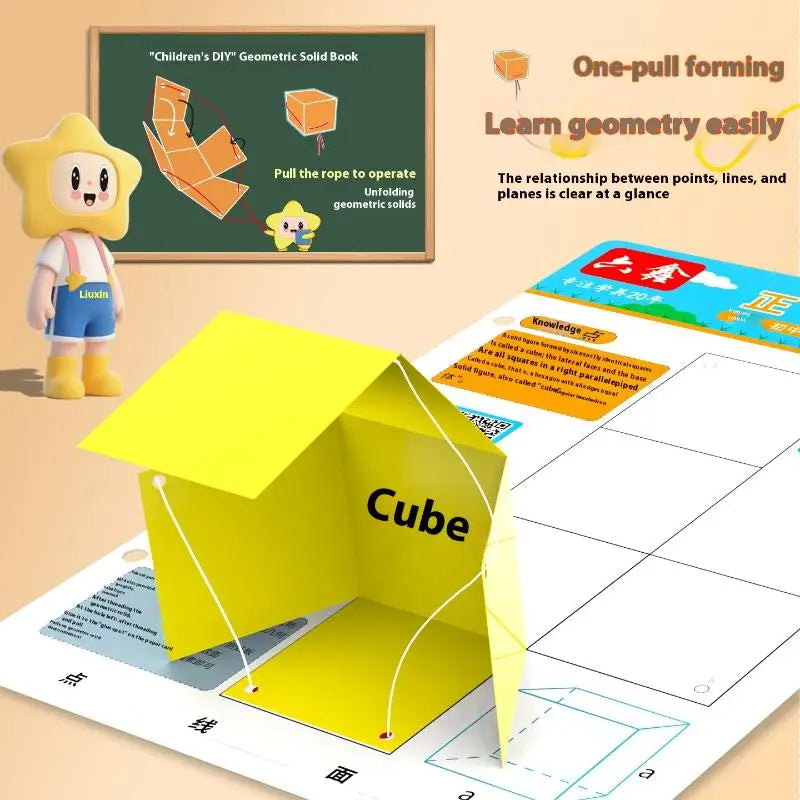 Montessori Educational 3D Geometry Quiet Book Set for Kids - DIY Math Learning Tracing Workbook for Spatial Thinking Training