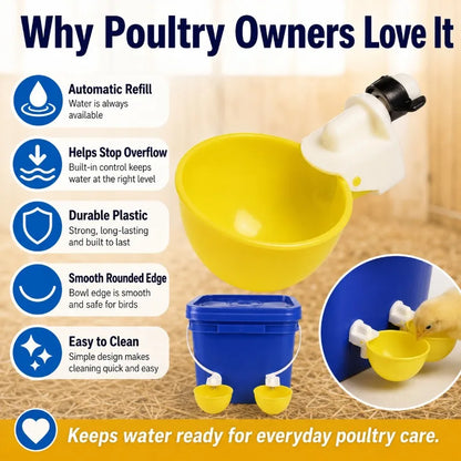 1/5PCS Automatic Poultry Waterer 10L Bucket with Drinking Cups, Chicken Duck Goose Pigeon Water Bowl Feeder Farm Coop Supplies