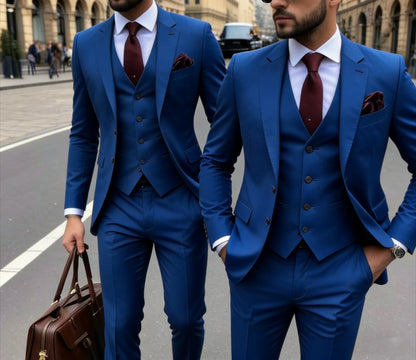Men's 3 Piece Suit Yellow  Slim Fit Elegant Casual Business Office 3pcs
