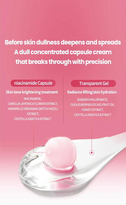 Korean PDRN Pink Collagen Capsule Cream with Niacinamide Cream for Uneven Skin Tone Lightweight Face Moisturizer Non Greasy care