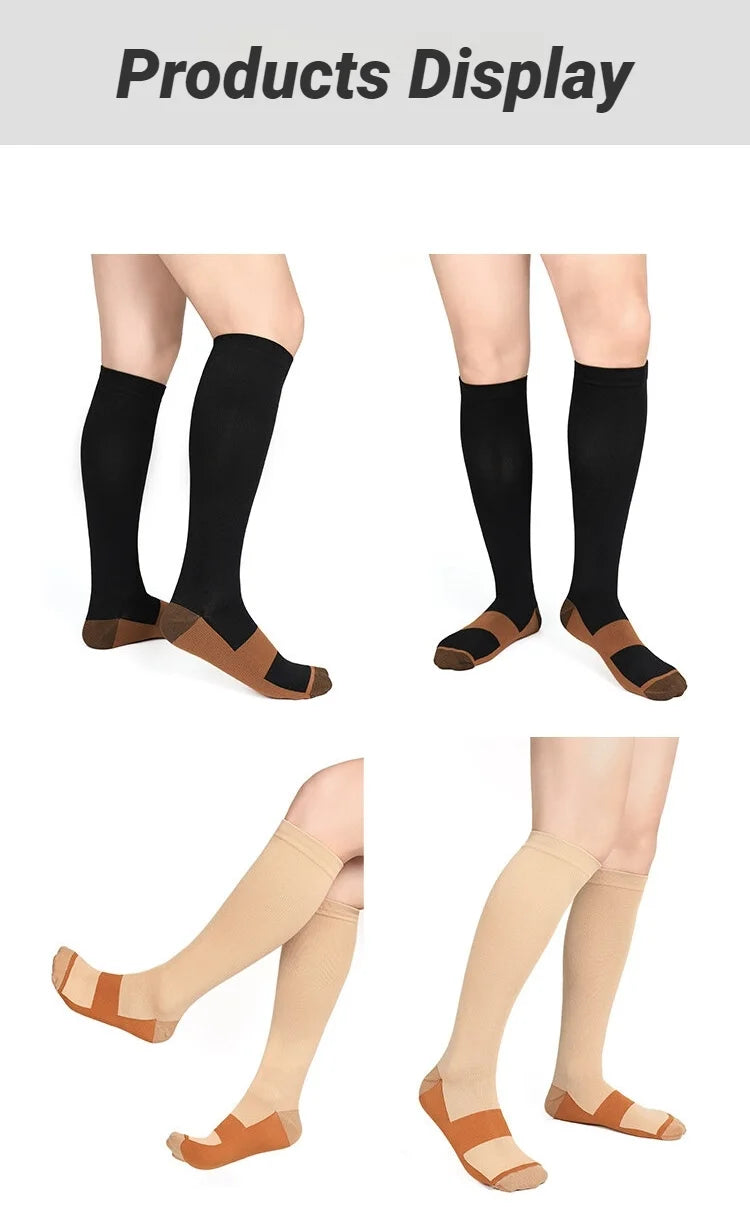 Compression Socks Women Men Anti Fatigue Pain Relief Graduated Unisex Stockings Knee Fit For Golf Rugby Running Hiking Sports