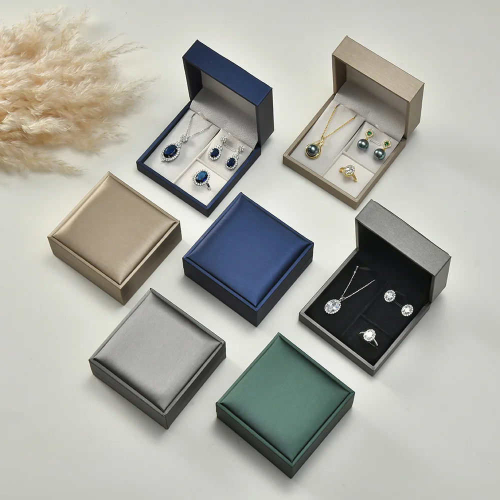 PU Leather Jewelry Packing Box Ring Earrings Necklace Bracelet Jewellery Display Storage Case For Wedding Engagement