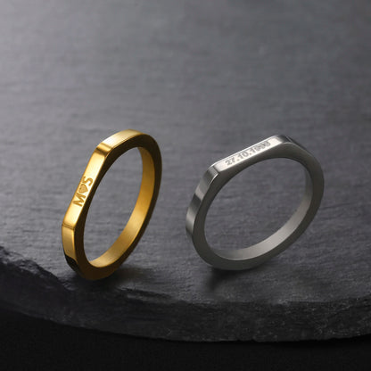 Couple Engrave Name Finger Ring Personalized Custom Gift For Woman Men Wedding Marry Love Silver Color Stainless Steel Jewelry