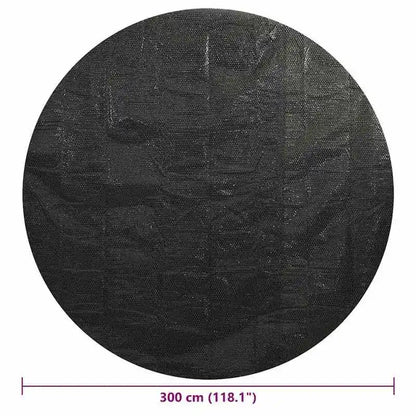 300CM Round Black PE Solar Pool Cover 110 Microns Bubble Heat Retaining Swimming Pool Cover Reduce Water Evaporation Outdoor Pool Thermal Blanket