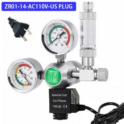 Aquarium DIY CO2 Regulator Solenoid Bubble Counter CO2 Control System Reaction Waterproof Fish Tank CO2 Pressure Reducing Valve