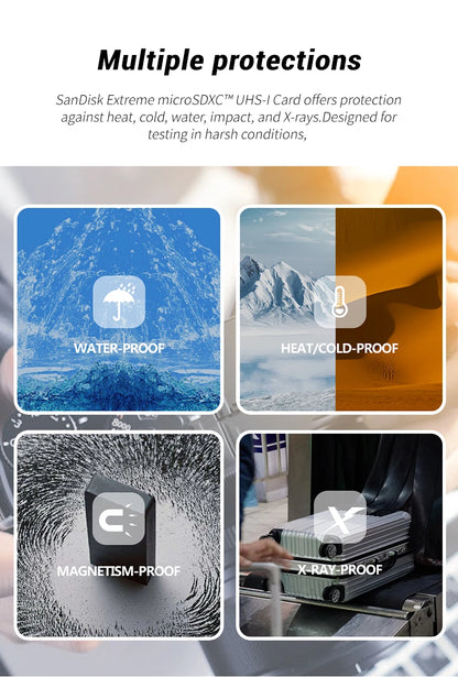 Sandisk Micro SD Card Extreme A2 A1 V30 SDXC Flash 32GB 64GB 128GB 256GB 512GB 1TB MicroSD Card 190MB/s TF Card for Phone Tablet
