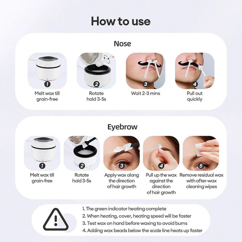 40g Mini Silicone Bowl Wax Heater Waxing Kit Hair Removal Wax-melt Machine Wax Bean Depilatory Wax Warmer Wax Heating Pot Melter