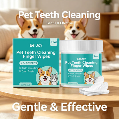 Pet Teeth Cleaning Finger Wipes Remove Dental Plaque Relieve Gum Discomfort Lasting Fresh Breath Easy-to-Use Pet Oral Care Wipes