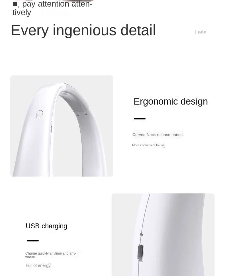 Portable Bladeless Neck Fan 3 Speed Adjustable Rechargeable Air Cooler Mini Hanging Neck Fan Long Battery Life for Summer Outdoo