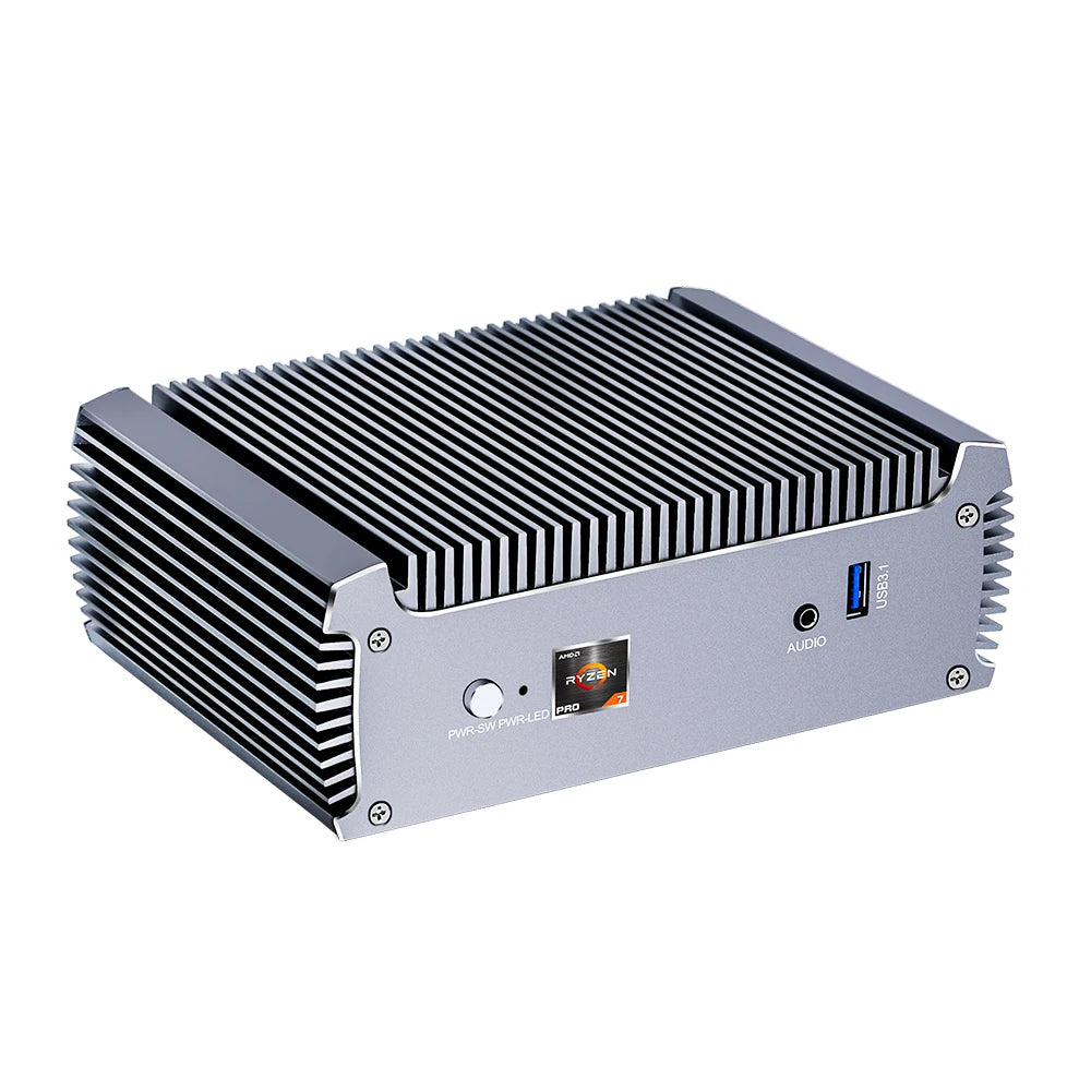 Topton Fanless AMD Mini PC FU02 Ryzen 7 7730U 5825U R5 5600U 4500U Gaming Computer Dual LAN Firewall 2*HDMI2.0 NVMe DDR4 WiFi6