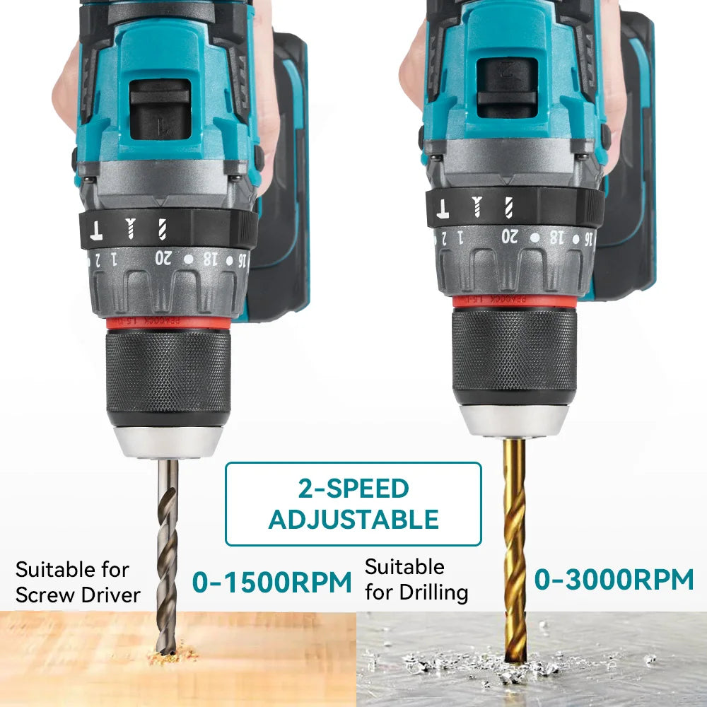 YOFIDRA 700N.M Brushless Electric Impact Drill Cordless Screwdriver Plates Soil WoodWorking Power Tool For Makita Battery Pin