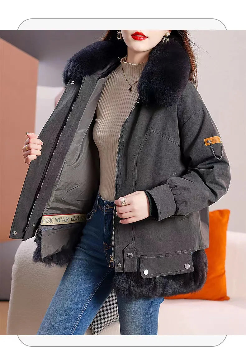 Upgraded 2023 Autumn/Winter omen's Pi vercomes Warm tras Coat Natural Fox Hair Fashion Wool Coat Temperament Slimming Inner Tank