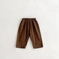 Toddler Girl Cotton Pleated Harem Pants 1-6Y Kids Boys Solid Color Casual Roll Up Trousers Comfy Elastic Waist Kids Bottoms
