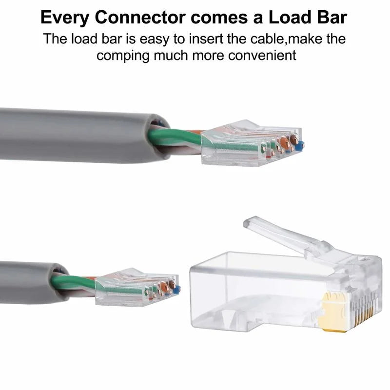 NASTAKO 20/50/100pcs Cat6 RJ45 Connector UTP Cable Ethernet Jack 8P8C Network CAT6 Cat5e Modular Plugs with 6.5mm RJ45 Caps