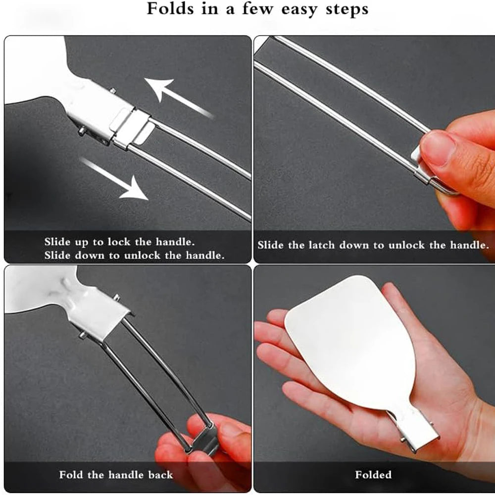 Folding Spatula Spoon Shovel Food Turner Portable 304 StainlessSteel Outdoor Camping BBQ Cooking Tableware Picnic Supplies ﻿